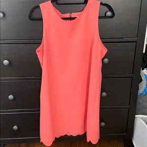 Sleeveless Coral/Pink Dress with Scallop edge. New